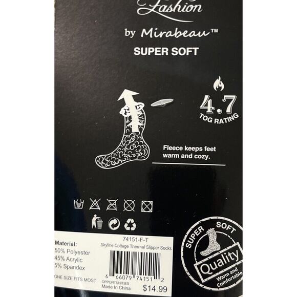 TWO (2) PAIRS MIRABEAU SUPER SOFT THERMAL KNIT SLIPPER SOCKS New - Picture 7 of 7